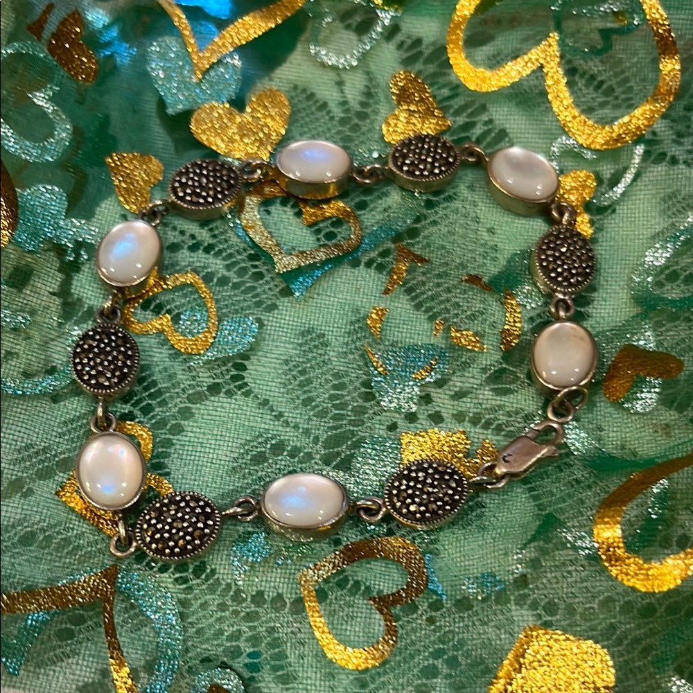 Elegant Silver and White Bracelet